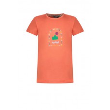 Moodstreet T-shirt with chest print Living Coral